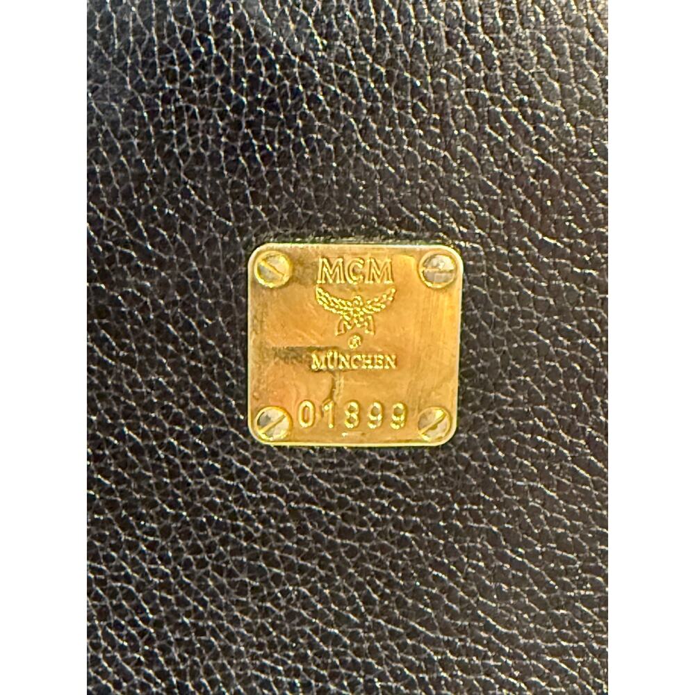 Vintage MCM Black Pebbled Leather Mini Tote Bag Gold Hardware - Picture 3 of 12